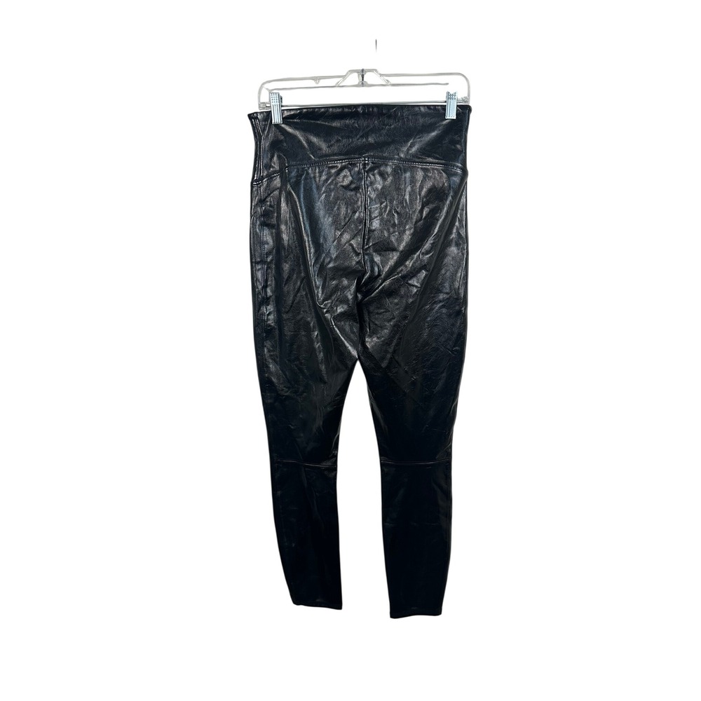 Spanx Leggings Women Large Black‎ Excellent Patent Leather-Like High Rise Shine - Picture 2 of 7